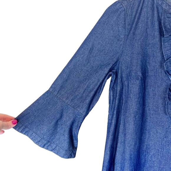 Draper James Chambray Ruffle‎ Shift Dress - Picture 10 of 12